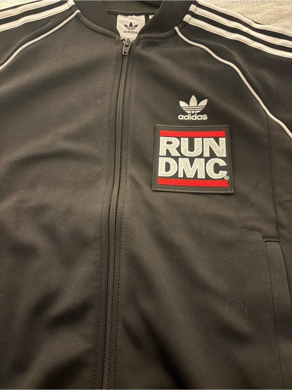 adidas Black RUN DMC Three-Stripe Track Jacket men’s